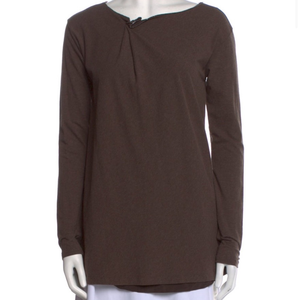 Brunello Cucinelli Chocolate Long Sleeve Tunic L monili monilli